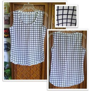 3/$15 Soda Pop Checkered Printed Tank Blouse - Black/White Size XS